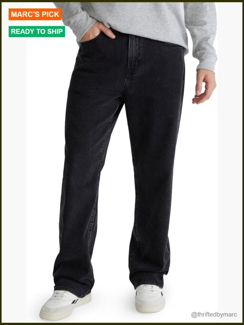 Baggy Clean Jeans Low Rise Straight Leg Stretch Cotton